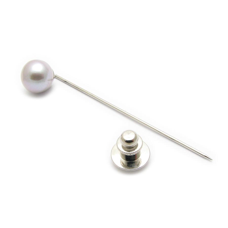 ピンブローチ メンズ 淡水パール 真珠 本物 シンプル ラペルピン 黒