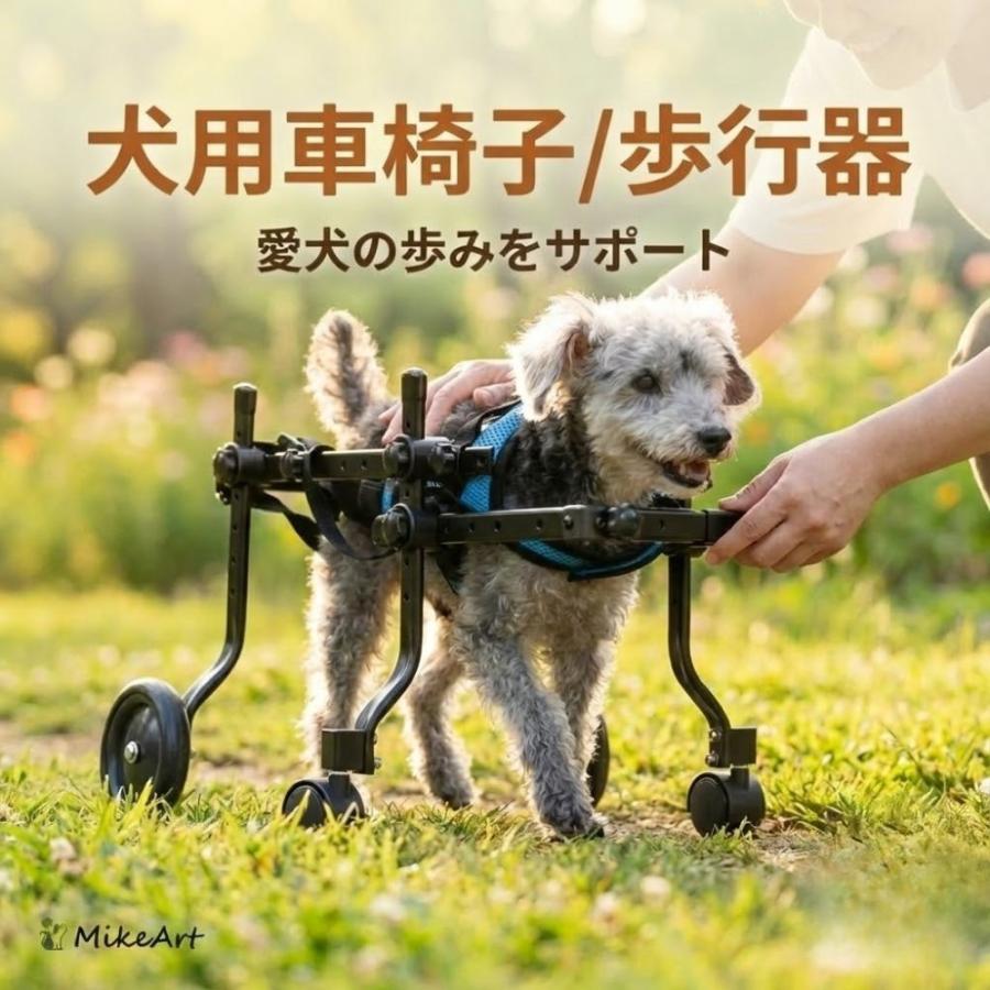 ワンちゃん4輪 リハビリ 食事補助 犬用車椅子 M.ダックス等 犬の歩行
