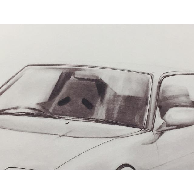 日産 NISSAN 180SX中期【鉛筆画】名車 旧車 イラスト A4サイズ 額付き
