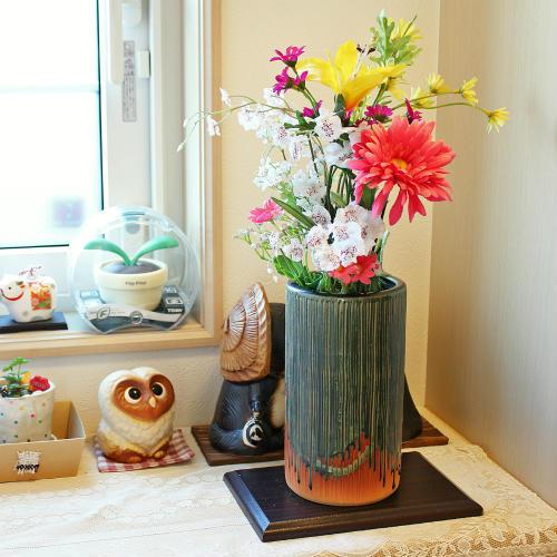 在庫数限り 信楽焼 花瓶 織部 櫛目 7号 おしゃれ 一輪挿し 花入 陶器