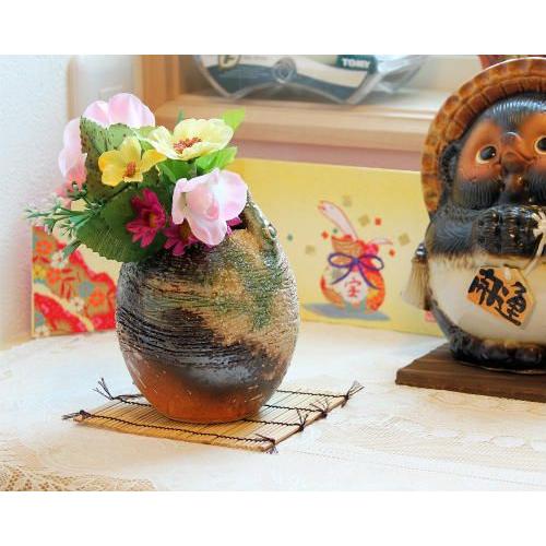 信楽焼 一輪挿し 松皮 手付き 小さい 花瓶 陶器 おしゃれ 花入 花びん