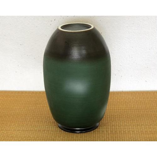 信楽焼 花瓶 黒釉 金彩 松絵 長 9号 おしゃれ 一輪挿し 小さい 花入