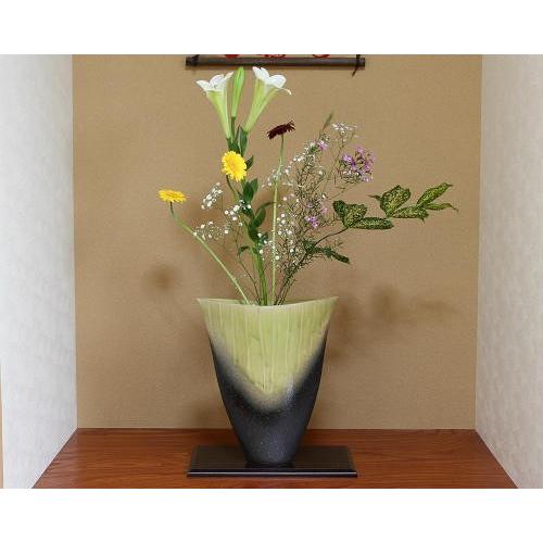 信楽焼 花器 黄ガラス 釉流し 合わせ 在庫数限り 陶器 花瓶 生け花
