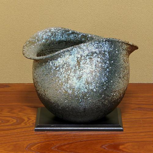 ポイント3倍]信楽焼 花器 窯変 ひねり 丸 陶器 花瓶 生け花 和風 華道