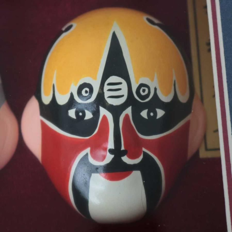 天津泥人形彩塑 工作室経営部 中国 泥人形 福禄寿喜 お面 4種 額入り