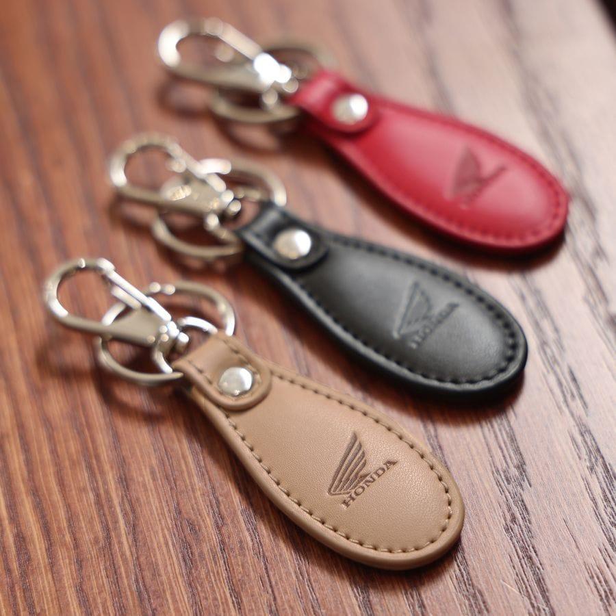 ホンダ（HONDA） ホンダ純正グッズ レザーオーバルキーホルダー レッド