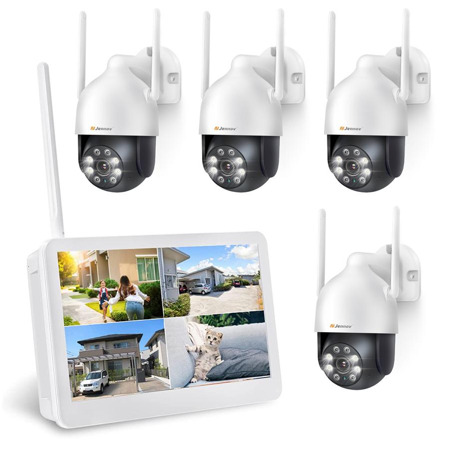 防犯カメラ 屋外 wifi PTZカメラ 300万画素 防カメ ワイヤレス 4台