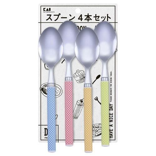 貝印 ドット柄 スプーン L FA5175 ( 4本入 )/ : 爽快ドラッグ - 通販