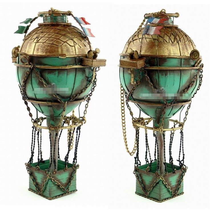 ブリキ バルーン 気球 アンティーク 熱気球 ゴンドラ釜焚き人形