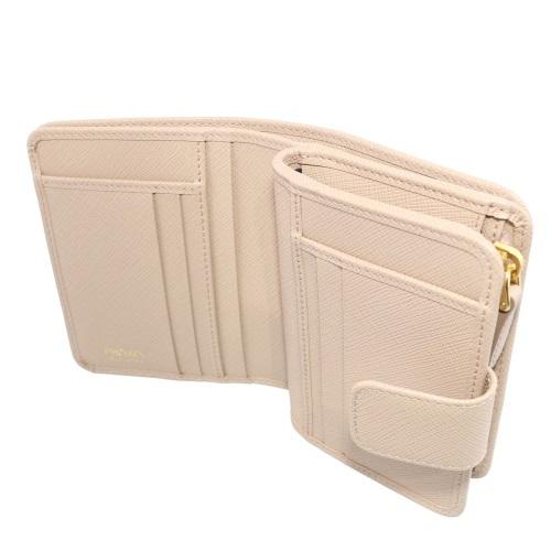 プラダコンパクト折財布 PRADA折り二つ財布ベージュ 大人気！✨可愛い