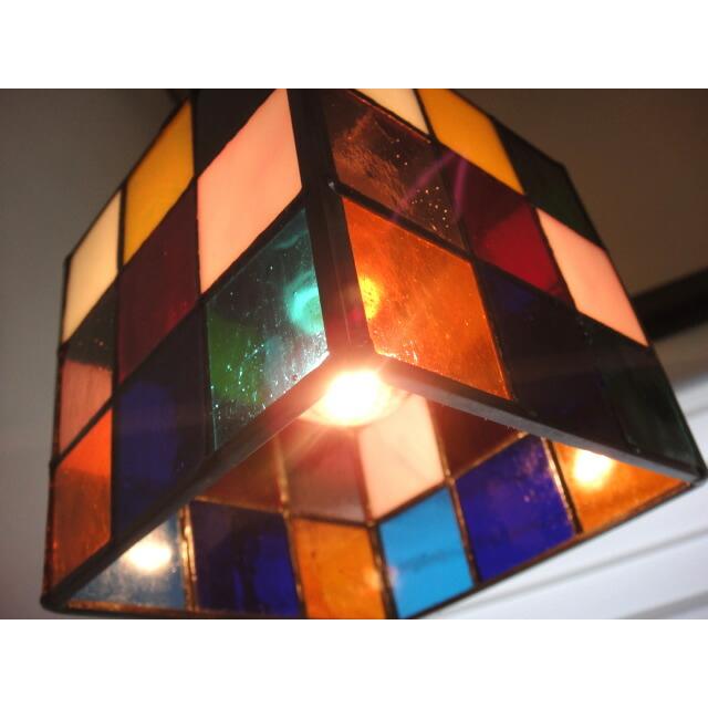 カラフル ステンドグラス ペンダントライトオレンジ カラフル ステンド
