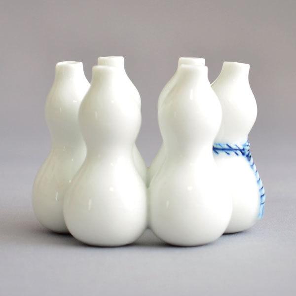 T796 蓋置 『平戸白磁 六瓢』『横石喜助 造』 共箱 茶道具 茶道具