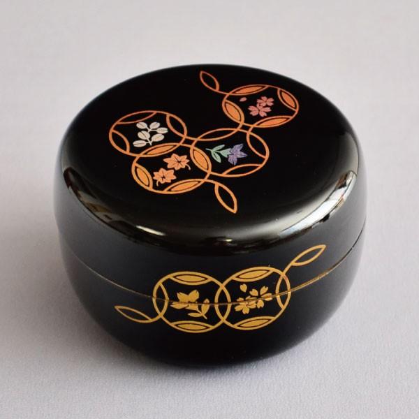 茶箱用棗 茶道具 P.C.製 茶箱用 黒塗七宝蒔絵棗 三点セット : 茶道具