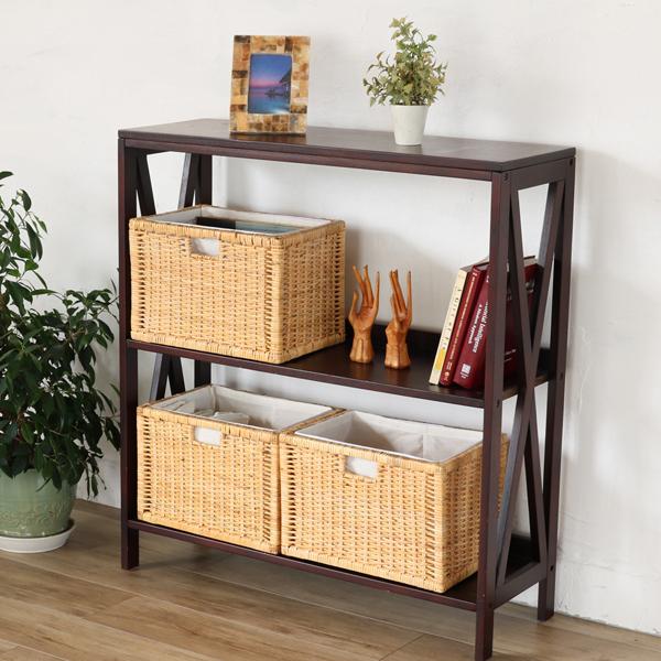 ラタン バスケット 3個 セット 収納 かご カゴ 籐 布張り おしゃれ