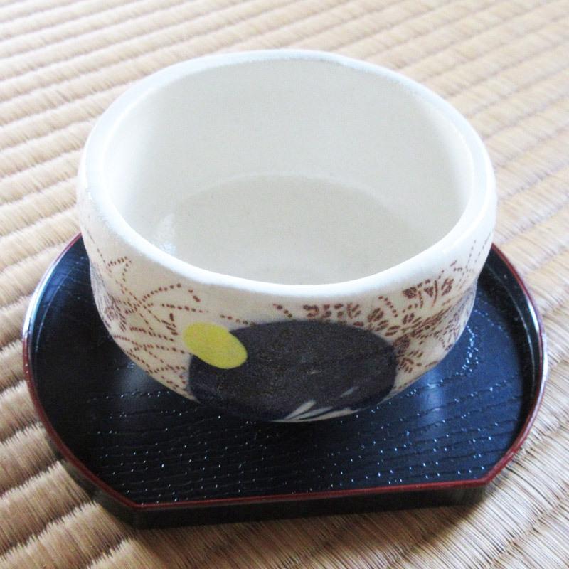 完売】小抹茶碗 お月見うさぎ / 抹茶茶碗 かわいい ウサギ 萩 茶碗