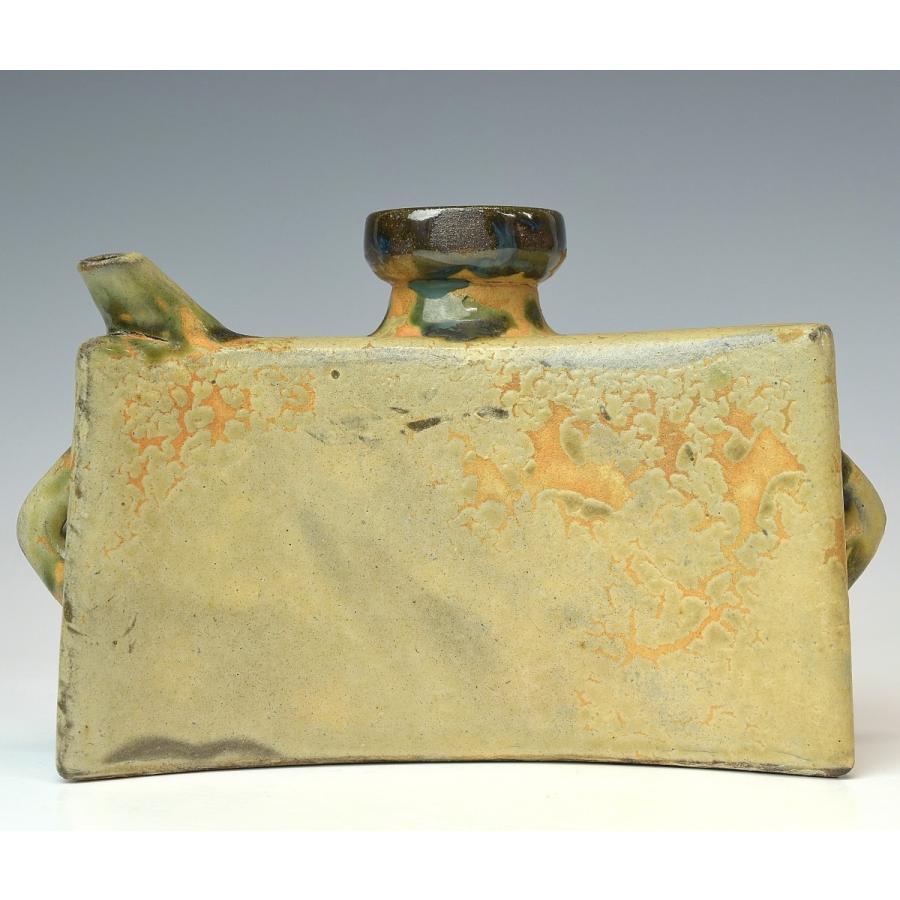 趣楽】 人間国宝 金城次郎作 魚文抱瓶 酒器 本物保証 V1351 : 趣楽堂