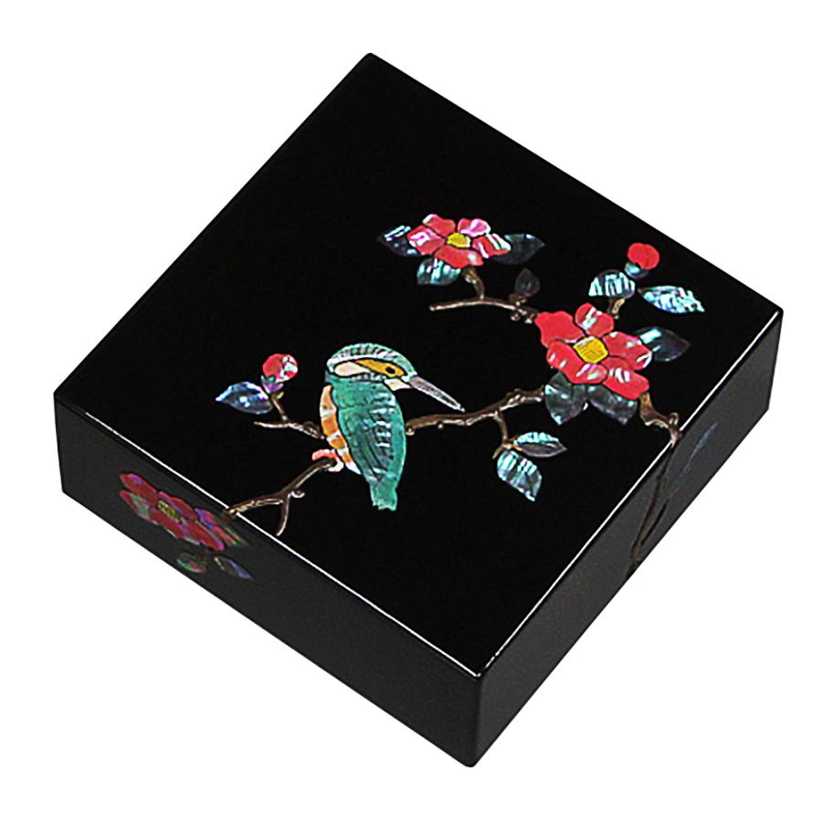 漆器 小箱 螺鈿（らでん） 螺鈿装飾 錆絵花鳥 高岡漆器 小物入れ 日本