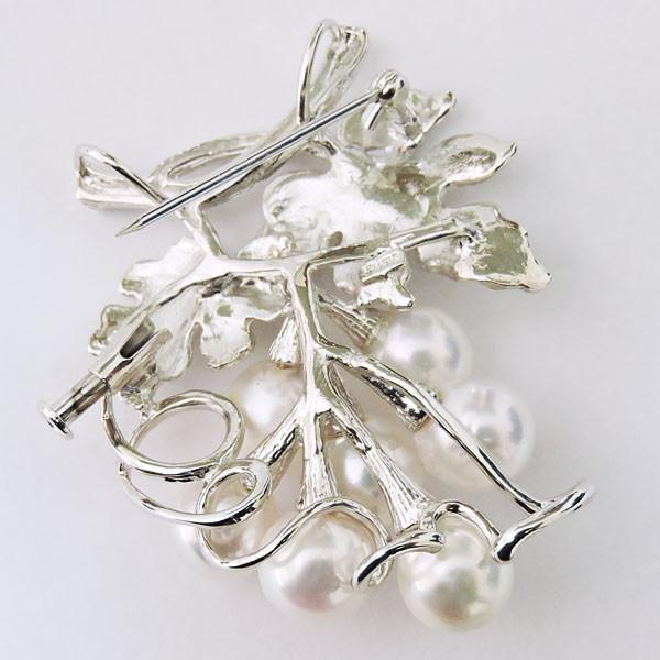 パール ブローチ 真珠ブローチ フォーマル ブドウ 葡萄 ぶどう あこや