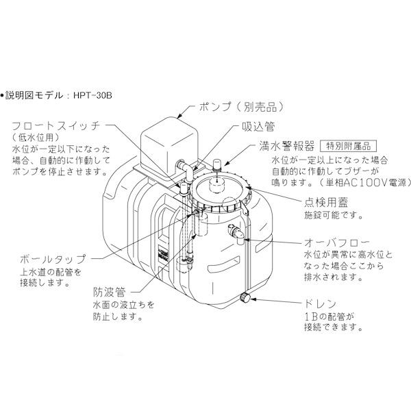 エバラポンプ HPT-30B 水道加圧装置用受水槽 300L 高密度ポリエチレン