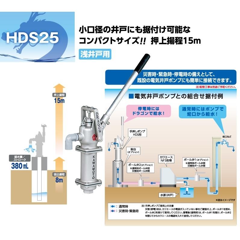 川本ポンプ 井戸ポンプ 手押しポンプ 25mm HDS25 手動ポンプ 手押