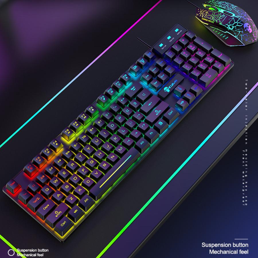 キーボード マウス 虹色ゲーミングキーボード マウスセット マウス