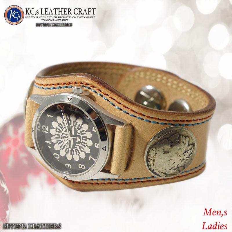 ケイシイズ ケーシーズ KC,s 3コンチョダブルステッチ 男女共通腕時計