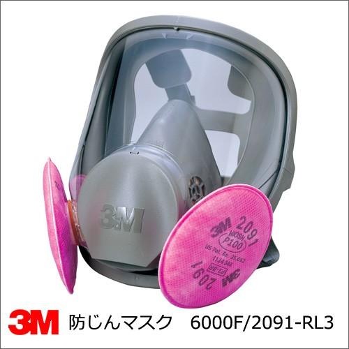 3M 防塵マスク兼防毒マスク 3M 6000F/2091-RL3全面体 アスベスト