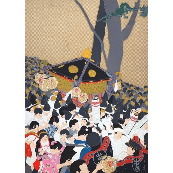 田中正秋『山中諏訪神社安産祭り （山梨） 』シルクスクリーン 【絵画