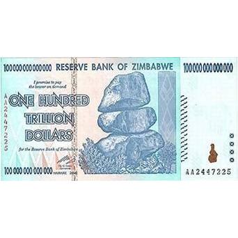 100兆 ジンバブエドル ハイパーインフレ紙幣 ジンバブエ 紙幣 : 金銀の