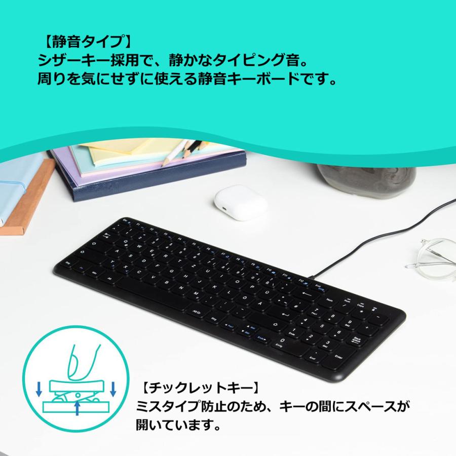 ペリックス（Perixx） 正規保証品 スリムキーボード テンキー付き 静音