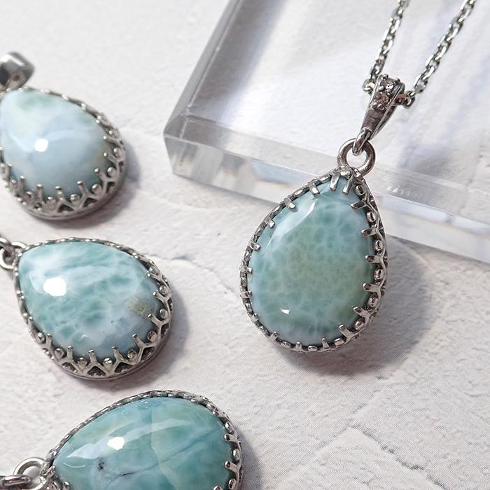 ラリマー ペンダントトップ ステンレス SUS304 金属アレルギー対応