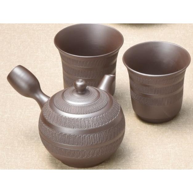 萬古焼 伝統工芸士 舘 正規 睦揃 丸中帯ビリ 急須/湯呑セット 共茶こし