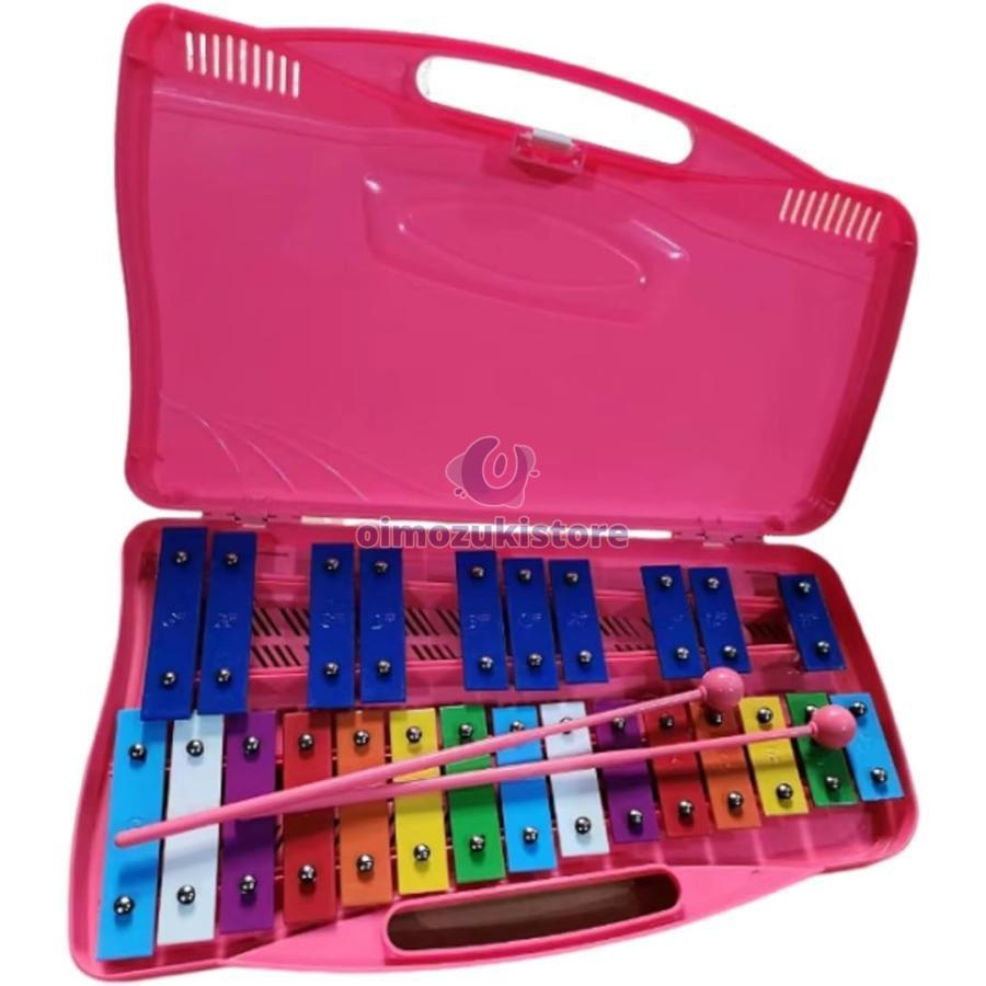 鉄琴 25音 打楽器 音楽 教育用 カラフル スタンド付き 持ち運び便利