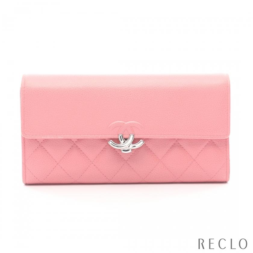 CHANEL（シャネル） ハーフココ 二つ折り長財布 レザー ピンク