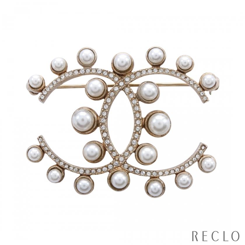 R2336 未使用 シャネル ココマーク フェイクパール×ラインストーン