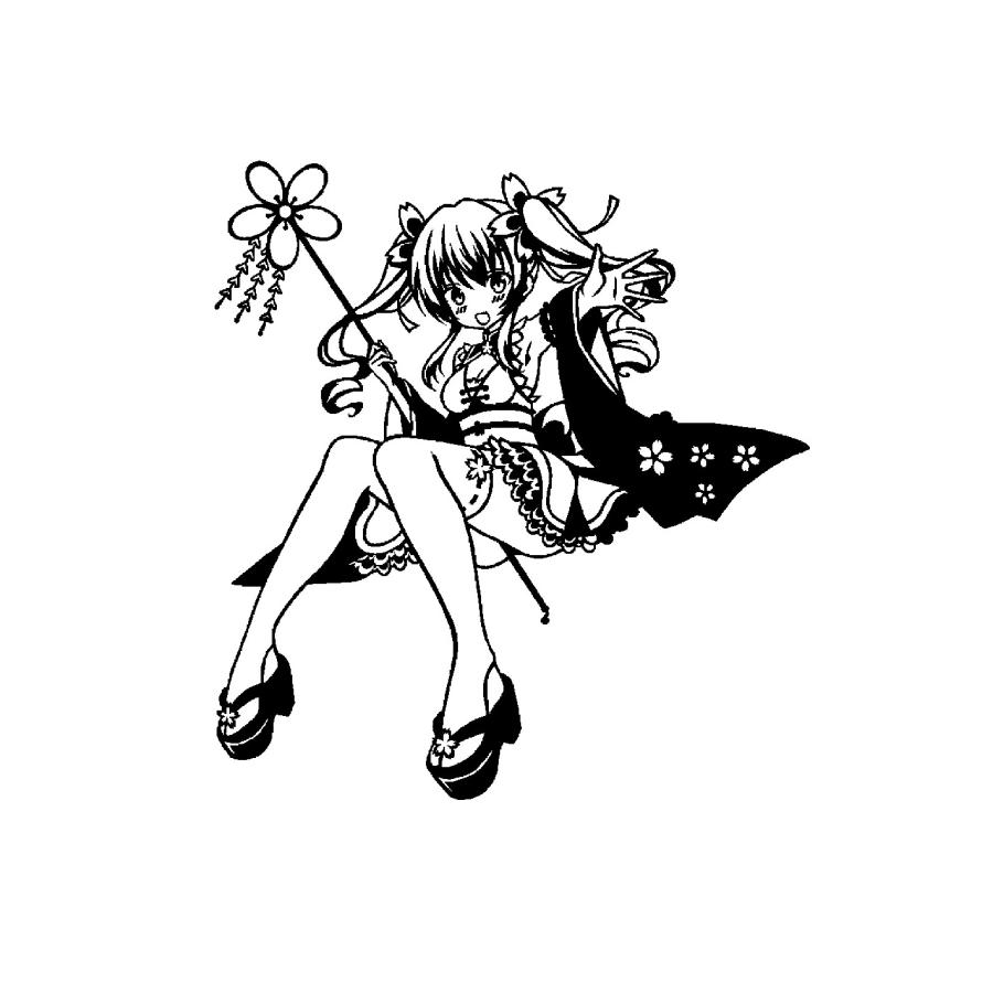 黄桜すい イラスト ver.2 カッティングステッカー KNK-01 : Cutting