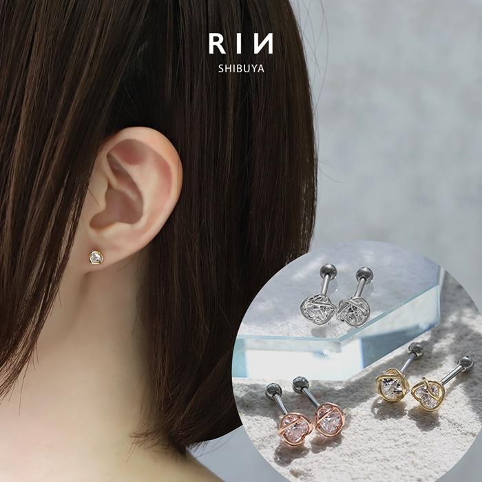 凛 RIN ネジ式ピアス レディース キラキラ トライアングル ジュエル