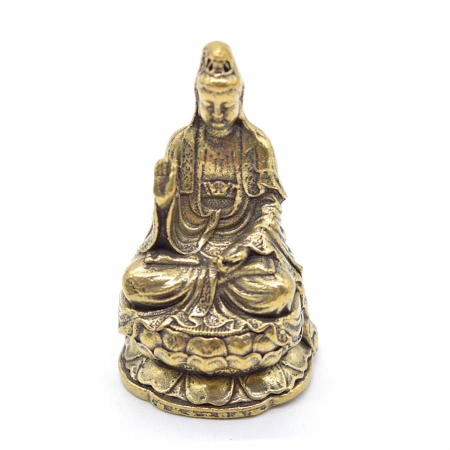 観音様の置物 仏像フィギュア 座像 金属製 ミニサイズ 6cm : 横浜中華