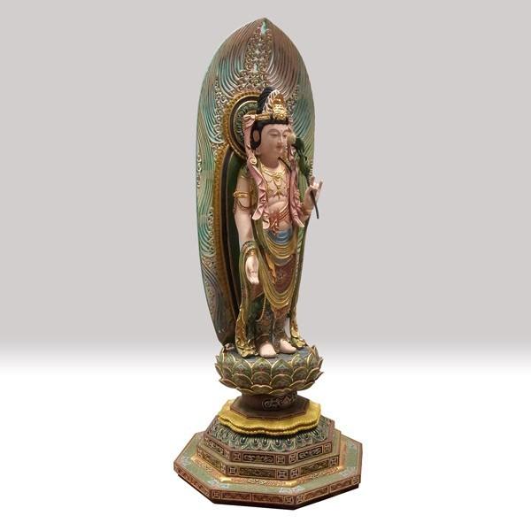彩色聖観音菩薩 立像 高さ88cm 楠製 木彫り 仏像 : 仏像と縁起物の専門