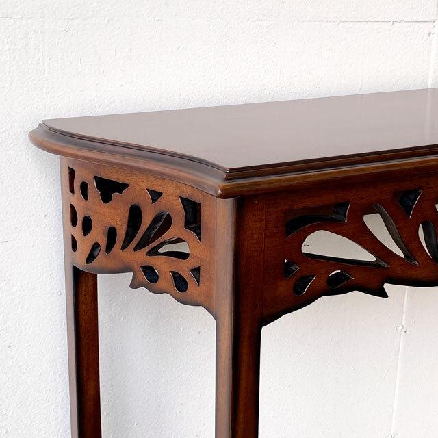 象嵌♦︎木製花柄装飾2段サイドテーブル♦︎電話FAX台♦︎コンソール