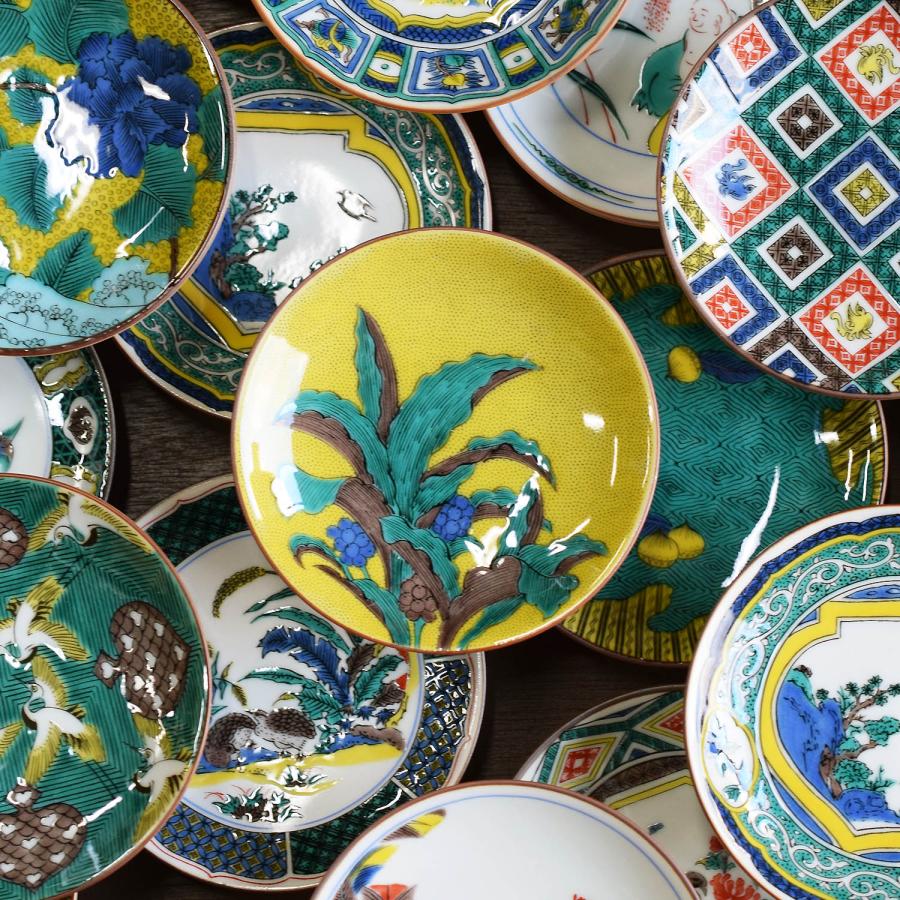 古九谷 九谷焼 青九谷 青手 吉田屋 松山窯 波千鳥 豆皿 菓子皿 蔵出し