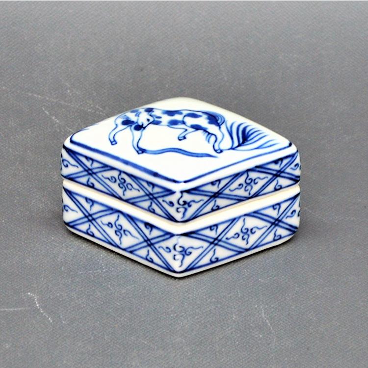 香合 呉須 菱馬 景徳鎮 王懐英作 茶道 茶道具 : 和空間ヤフーショップ