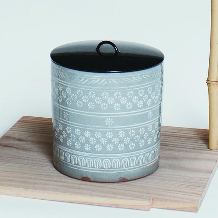 R944 水指 『桃山窯 林英仁造』『掛分』『一重口水指』 共箱 茶道具