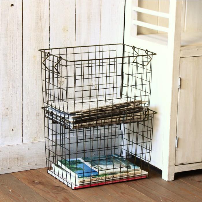 ワイヤーバスケット スタッキング かご バスケット カゴ 収納カゴ 収納