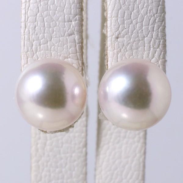 AKOYA オーロラ天女8.2mm 真珠ピアスK14WG真科研鑑別書付き