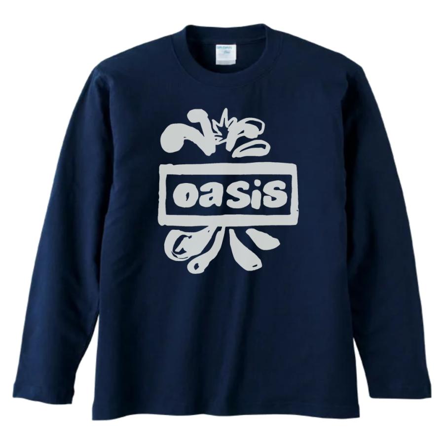 音楽 バンド オアシス Oasis 長袖 ロングスリーブ Tシャツ ネイビー