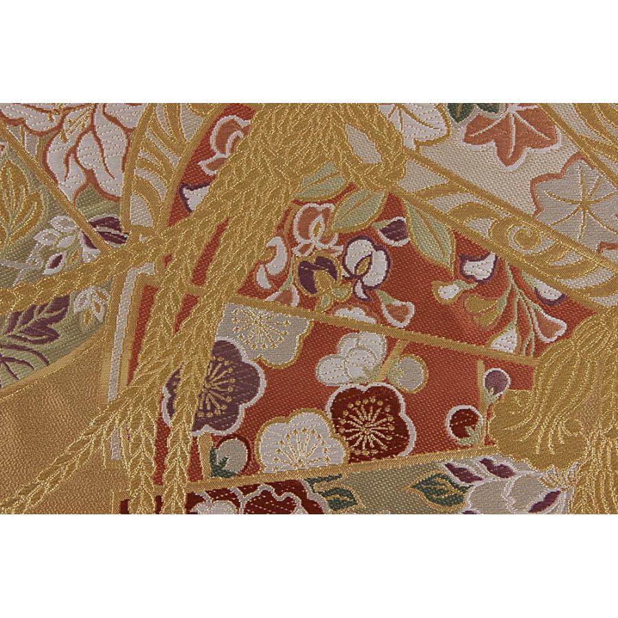 訳あり 西陣袋帯 正絹袋帯 別誂え 金×ピンク×紫（花） 未仕立商品 正装