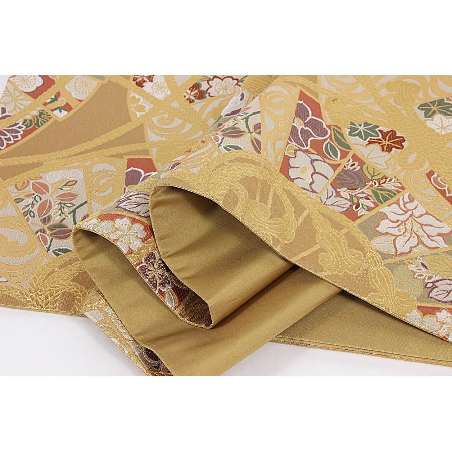 訳あり 西陣袋帯 正絹袋帯 別誂え 金×ピンク×紫（花） 未仕立商品 正装