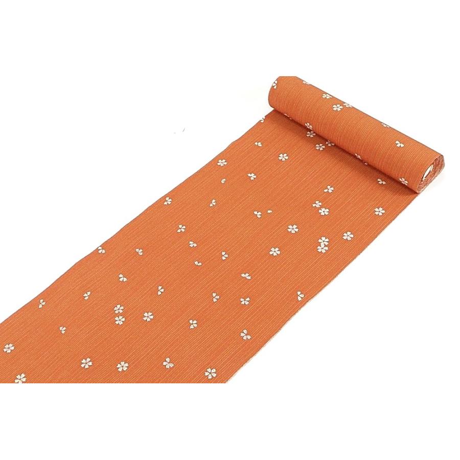 オレンジ 東レシルック 反物 洗える着物 きもの 反物 小紋