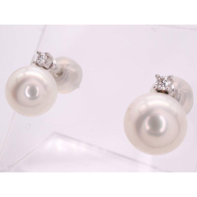 TASAKI（タサキ） 美品 田崎真珠 パール6.8ミリ ダイヤ0.01ctx2 ピアス